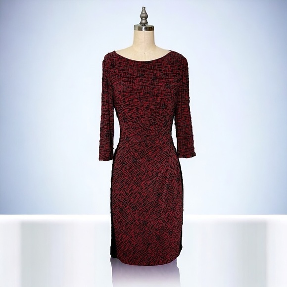 Ralph Lauren Jersey Sheath Dress Red & Black Printed 4 - Picture 10 of 10